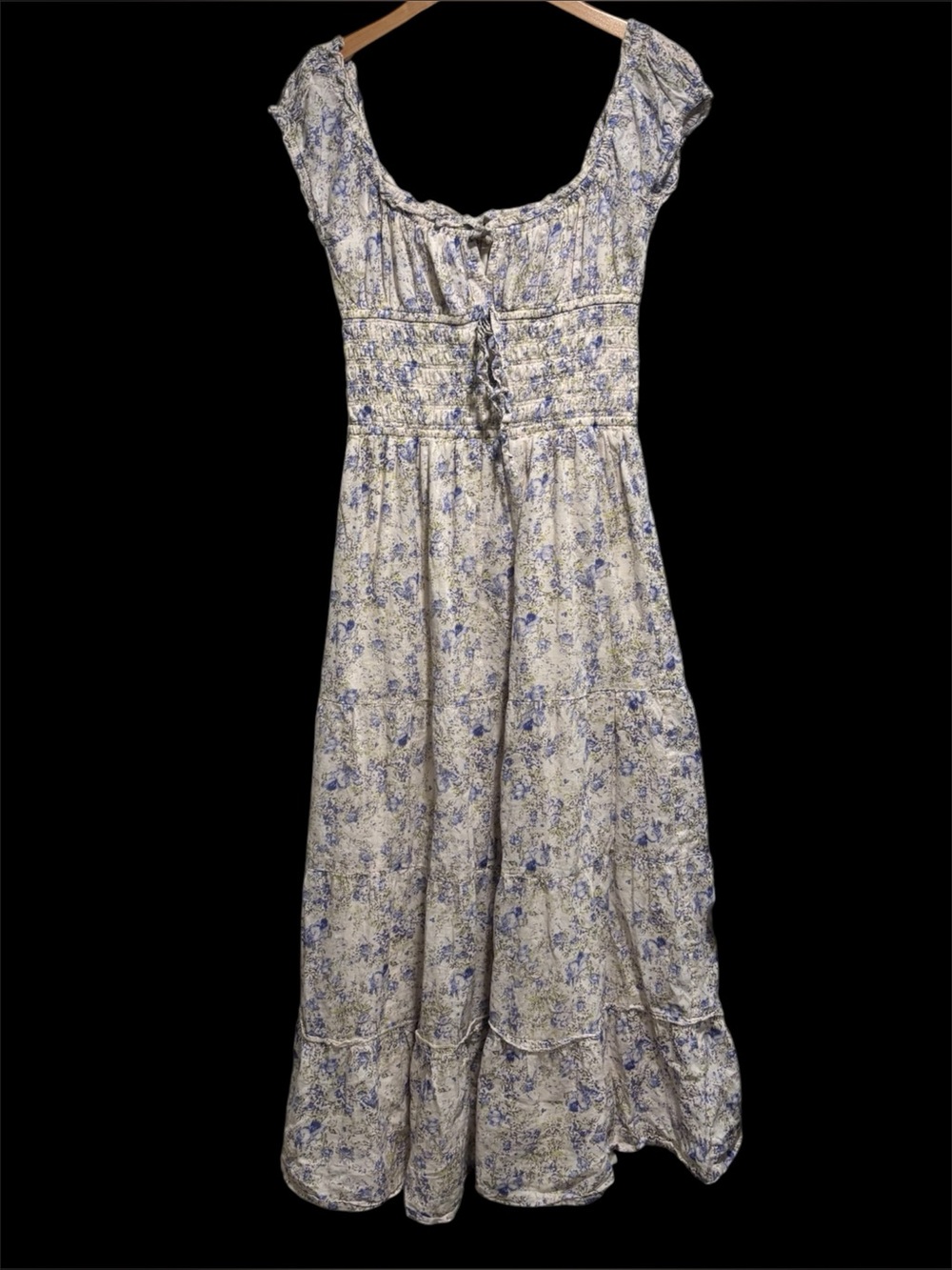 Sim and Sam Boho Smocked Ruffle Swirl Maxi Dress | Medium - Picture 2 of 12